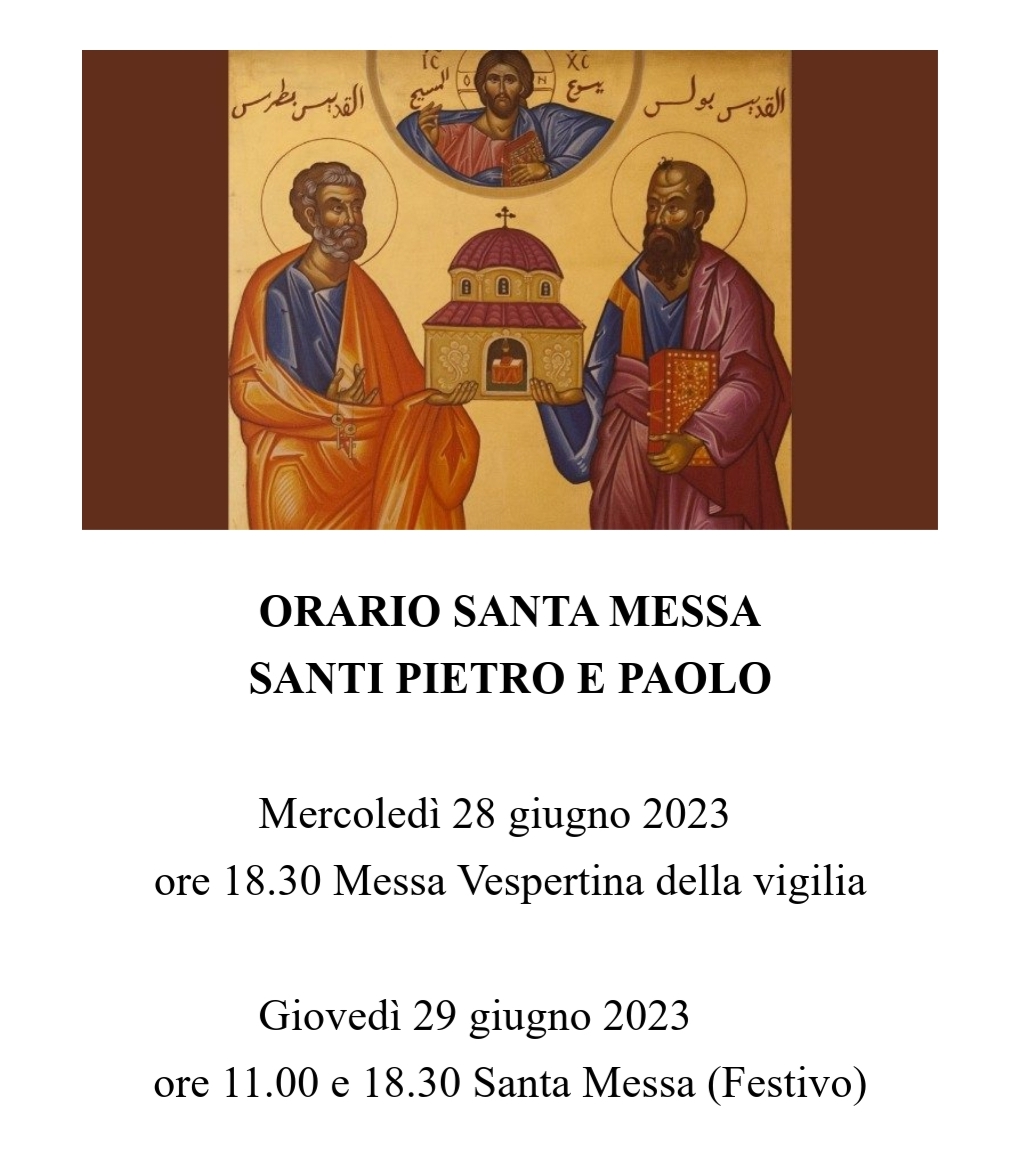 Celebrazioni liturgiche in occasione della Solennità dei SS.  Pietro e Paolo patroni di Roma e della Chiesa Universale